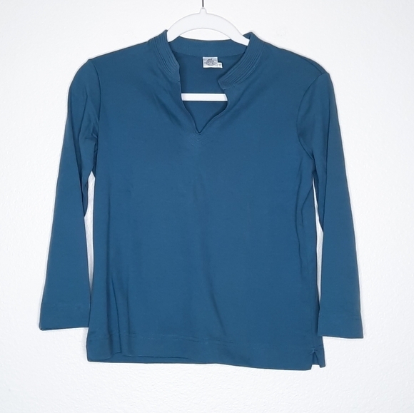 Peruvian Connection Teal Pima Cotton Top & Skirt Set XS - Picture 1 of 7